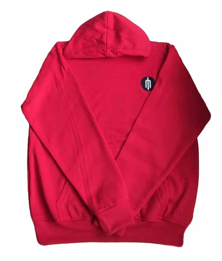Sudadera con capucha color roja con Trinche