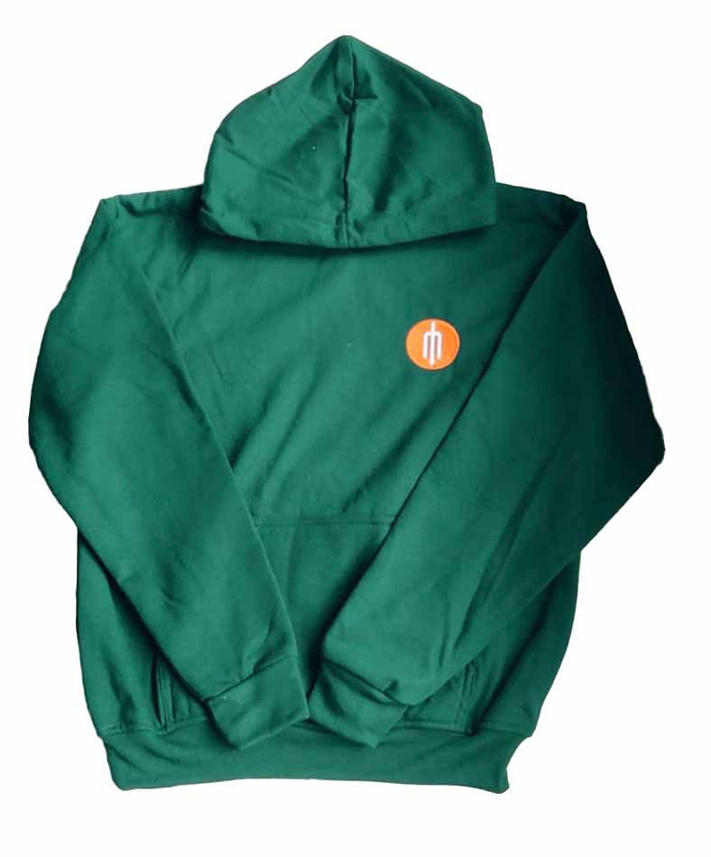 Sudadera con capucha color verde botella con Trinche