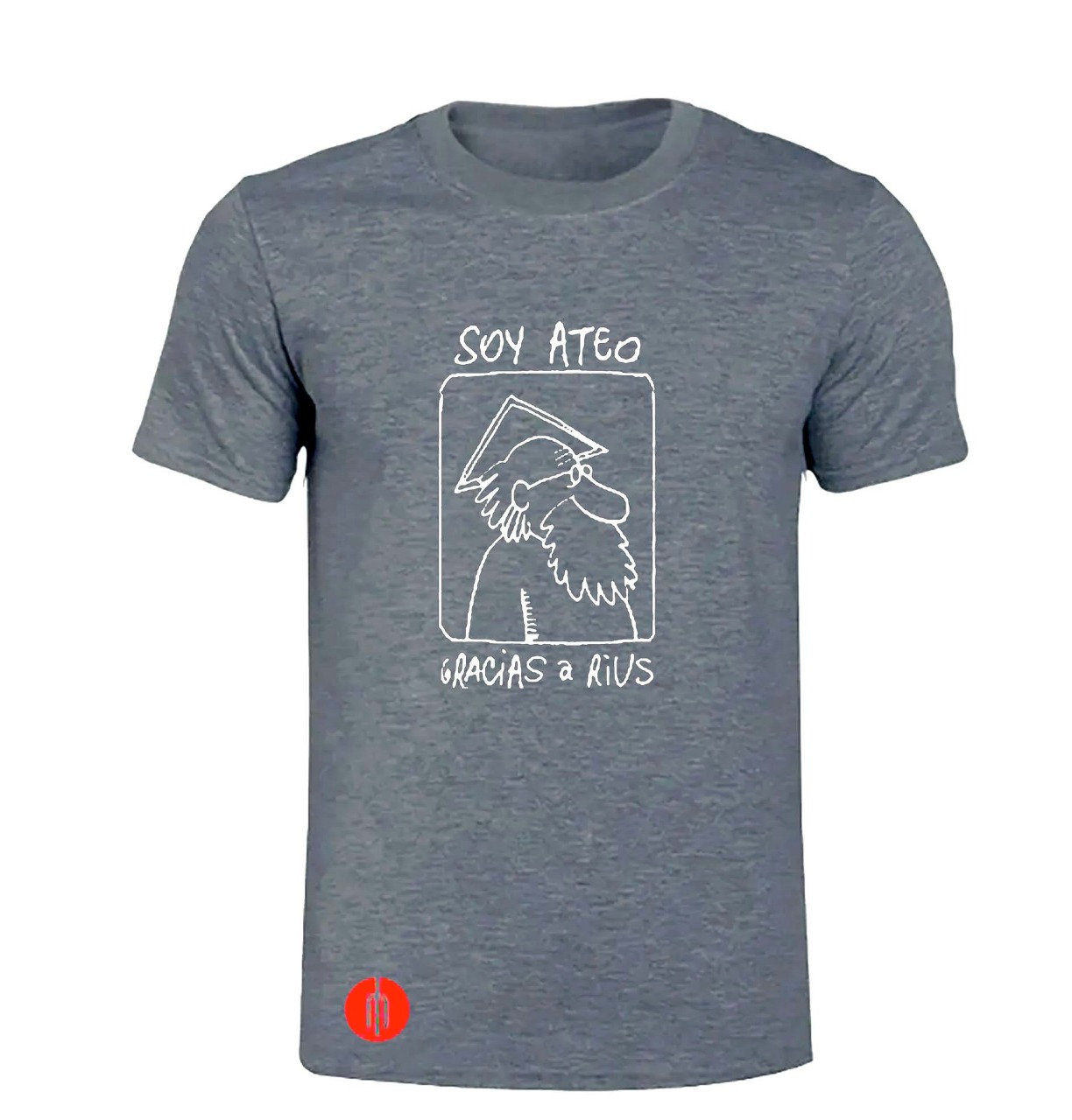 Playera gris oxford “Soy ateo gracias a Rius” (caballero)