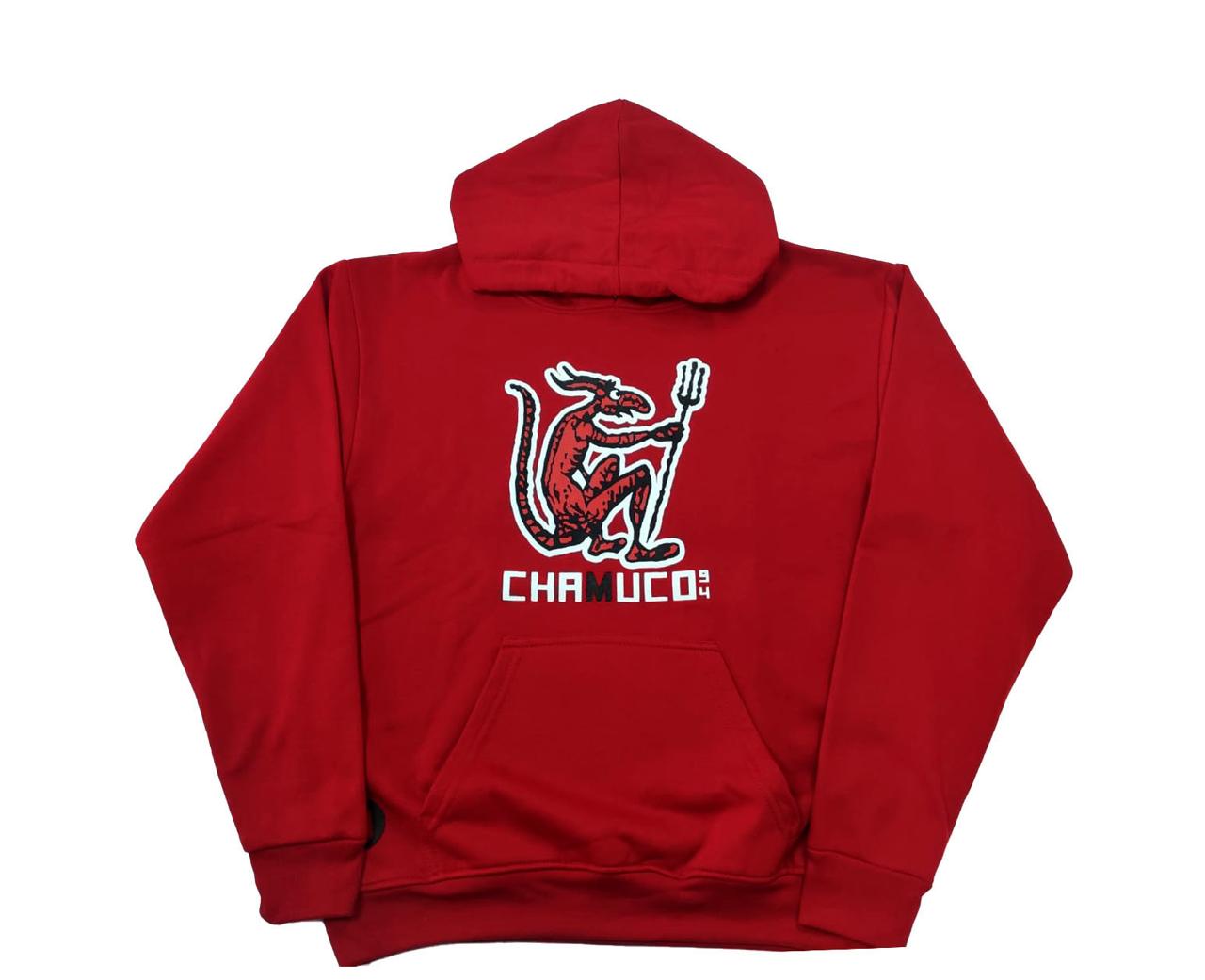 Sudadera con capucha color rojo “Chamuco Pin”