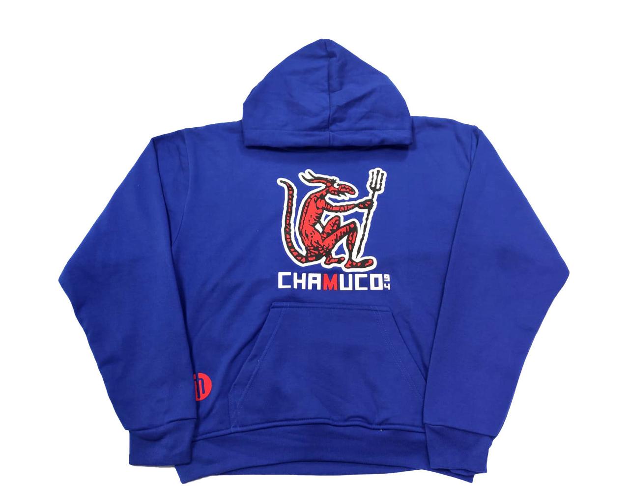 Sudadera con capucha color azul rey “Chamuco Pin”
