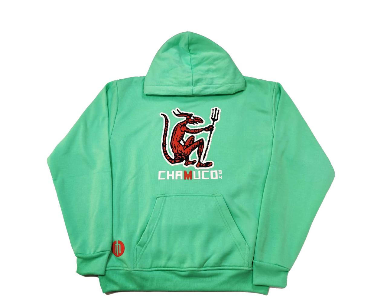 Sudadera con capucha color verde menta “Chamuco Pin”