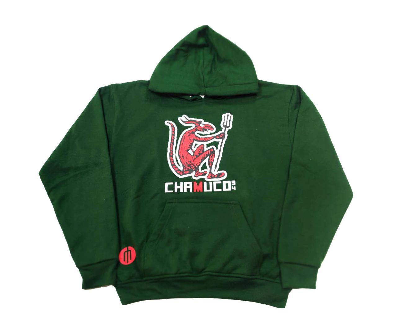 Sudadera con capucha color verde oscuro “Chamuco Pin”