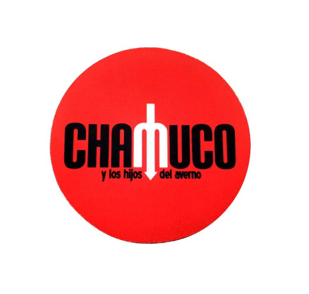 PORTA VASOS ROJO LETRA NEGRA CHAMUCO Y LOS HIJOS DEL AVERNO 